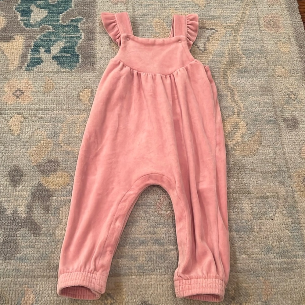 Angel Dear Pink Flutter Velour Long Romper